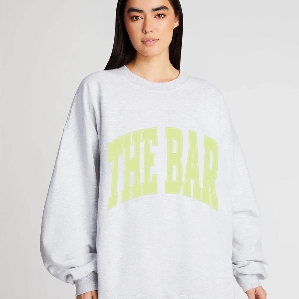 Gray Sweatshirt with Lime 'THE BAR' Print